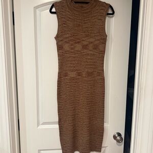 And Now This Sleeveless Brown Knit Dress